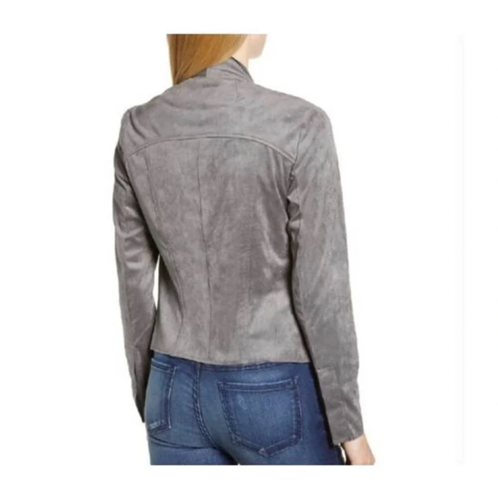 KUT from the Kloth Grey Faux Suede Drape Front Waterfall Jacket XS K125031‎